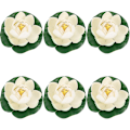 Miniatyrbild 1 av 2: 6 st Lotus Dekorationer Flytande Dekor Damm Falsk Lotus Blomma Hantverk Simulering Lotus Blomma Dekor Lotus Dekor（5X10CM，Ljusgul）