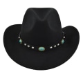Miniatyrbild 1 av 5: Cowboyhatt Dam Herr Westernhatt Bred Brätte Rem Läderband