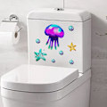 Miniatyrbillede 3 af 5: Dww-2stk Jellyfish Cartoon Sea Canvas Stickers, Sjov Vægklistermærke til Toilet, Badeværelse, Køkken, PVC