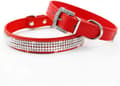 Full Crystal Rhinestones Shing Diamonds Pu Läder Hund Halsband Med Rhinestones Spänne Medium:3/4\"*12-15\"