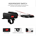 Miniatyrbilde 5 av 5: Motorsykkel Lader Moto Styre Lader 3.4a Dual Usb Lader Adapter Med Temperatur Og Spenning Display For 12v-24v Motorsykkel