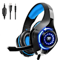 Miniatyrbillede 1 af 3: Gaming Headset til PS4 PS5 PC Xbox Series, Justerbar Hovedbøjle, 3.5mm Deep Bass Stereo Surround Sound PS4 Headset med Støjreducerende Mikrofon