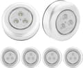 Natlys LED-lampe - 6 stk. selvklæbende LED-spotlampe til ekstra belysning