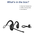 Miniatyrbillede 2 af 5: Bluetooth-headset med mikrofon, åbne øre-hovedtelefoner trådløse støjreducerende headset til kontor, kørsel, arbejde, hjem (sort)