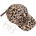 Miniatyrbillede 3 af 5: Leopard Print Baseball Cap Justerbar Bag Kvinder Piger Bomuldshat Med Matchende Hoop Øreringe