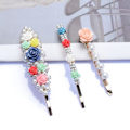 Miniatyrbillede 2 af 5: 4 stk. pandehårnåle, glitter krystalblomster hårklemmer, elegante blonde håraccessories, gaver til kvinder, WZ-1907R