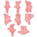 Miniatyrbillede 1 af 5: 8 stk. kageform balletformer non-stick varmebestandig fondantpasta slik kage prægning stencil