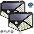 Set med 2 solcelleddlamper med bevegelsessensor 100led Støtte 270 grader Farge: Svart