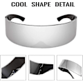 Miniatyrbilde 4 av 5: 80-talls Futuristisk Visor Cyber Solbriller Menn Kvinner Futuristisk Punk Stil Cosplay（Sølv）