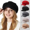 Miniatyrbild 3 av 5: Oktagonal ullmössa basker höst vinter ull vintage bagarmössa mode White
