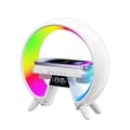 Multifunksjonell klokke Bluetooth-høyttaler lite nattlys med trådløs lader soverom atmosfærelys
