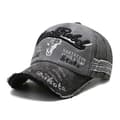 Retro brodert baseballcaps med vasket effekt og solskjerming Black