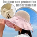 Solhat med hestehaleåbning til kvinder, bred skygge, sommer-visir, sammenfoldelig strandhat Pink