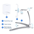 Miniatyrbilde 4 av 5: Justerbar stativ for nettbrett til skrivebord/vegg, aluminiumsstativ for kjøkken, nettbrettstativ for iPad 2018/iPad