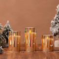 Miniatyrbilde 3 av 5: Dww-LED-lys (brun), sett med 3 dekorative lys 10/12,5/15 cm, flammefri lys 300 timer, flimrende LED-flamme. Med fjernkontroll for timer,