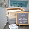 Miniatyrbillede 2 af 3: Sammenfoldelig opbevaringsboks i linned med håndtag - Sæt med 3 (grå / beige)