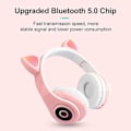 Miniatyrbilde 5 av 5: Søte kattetrådløse trådløse hodetelefoner, Bluetooth 5.0 på hodesett, 7-farget LED-lys sammenleggbar volumkontroll smarttelefoner, nettbrett, PC-er, datamaskiner