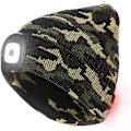 Pikkukuva 1 / 5: Pipo, jossa on valo ja punainen varoitusvalo, USB-ladattava LED-valoinen pipo, jossa on 3 kirkkaustasoa, handsfree-otsalamppuhuppu (maastokuvio)