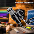 Miniatyrbillede 4 af 5: 2 stk. mikrofonklipsholder, justerbar mikrofonholderklemme med 5/8 tommer han til 3/8 tommer skrue adapter