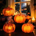 4 Stykker LED Græskar Dekorationer, Efterårs Dekorative Græskar Lanterner, Græskar Lys Dekoration til Halloween
