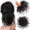 Svart Uppdo Messy Bun Hårbit Hårtillägg Ponytail Med Elastiskt Gummiband