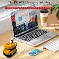 Miniatyrbilde 4 av 5: USB C-lader for 20V batteri, 2 porter med USB-C og USB-A, 65W hurtiglader PD 3.0 strømadapter USB strømforsyning (gul)
