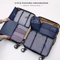 Miniatyrbild 5 av 6: Resväska Packningskuber - 9-delars Resväska Packningskuber Lätt Resväska Organizer Set Bagage Packnings Organizer - Marinblå