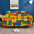 Miniatyrbild 1 av 4: Färgglad mönstrad sofföverdrag superstarkt elastiskt dammtätt sofföverdrag 3-sits