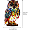 Miniatyrbillede 4 af 4: Farvet glas dyr form bordlampe, boheme harpiks dyr lampe til soveværelse stue hjemmekontor indretning gave (ugle)