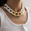Miniatyrbillede 5 af 5: Dww-Sæt med 4 overdrevne store kædehalskæder til kvinder Statement Hip Hop snoede chunky tykke choker gotiske smykker