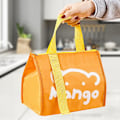 Miniatyrbillede 2 af 5: Genanvendelig frokostpose isoleret frokostboks lærred stof med aluminiumsfolie, frokostpose håndtaske til skole, kontorstuderendeorange