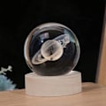 Miniatyrbilde 4 av 6: Dekorativ lys 3D krystallkule med gravering inni og varmt lys, galakse