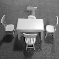 Pikkukuva 3 / 5: Miniatyyrihuonekalumalli Puinen ruokapöydän tuoli 1:12 nukkekodin lisävarusteeseen (valkoinen)