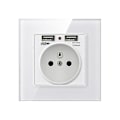 Miniatyrbilde 1 av 5: Veggkontakt, veggstrømuttak med dobbel USB - lader for iPhone/Android 1 stk