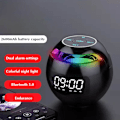 Miniatyrbild 1 av 5: Trådlös Bluetooth-högtalare med färgglad subwoofer, LED-display, FM-radio, väckarklocka, Bluetooth Hifi-kort, MP3-musikspelare (svart)