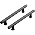 Pikkukuva 1 / 2: Mustat keittiön kaapin vetimet, uurretut kaapin vetolaatikon vetimet, alumiiniseoskalusteiden ovennupit, 2 kpl (pituus 150 mm)