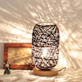 Miniatyrbilde 3 av 4: Treflettet rottingtråd kulelys bordlampe rom hjem kunstdekor skrivebordslampe