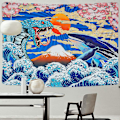Miniatyrbild 4 av 5: Japansk Väggbonad Havsvåg Väggbonad Solnedgång Väggbonad Psykedelisk Orm Och Val Väggbonad Anime Väggbonad Väggdekoration För Sovrum Vardagsrum (59,1 X 82,7