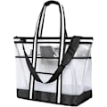 Miniatyrbild 1 av 5: 42l Extra Stor Mesh Strandväska. 9 Fack Topp Zip Tote Väska Axelväska