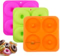 3 stk. 4 tommer donut bageform i fuld størrelse, non-stick silikoneforme, donutbakker, 3 farver