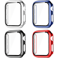 Miniatyrbild 1 av 5: Kompatibel med Apple Watch Skärmskydd 40mm, Fulltäckande Hård PC Stötfångare för iWatch 40mm Serie 6/5/4/se Kvinnor Män 4-pack Röd/silver/blå/