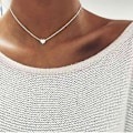 Miniatyrbilde 3 av 4: Halskjede Enkelt Hjerteanheng Kragebeinskjede Choker Elegant Smykketilbehør Til Kvinner Jenter（Sølv）