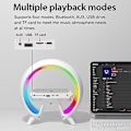 Miniatyrbilde 3 av 5: Multifunksjonell klokke Bluetooth-høyttaler lite nattlys med trådløs lader soverom atmosfærelys