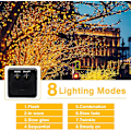 Miniatyrbild 3 av 5: Solcells drivna ljusslingor, 1 förpackning 12M 100 LED vattentäta solcells drivna ljusslingor 8 lägen vattentäta dekorativa lampor (varmvit)