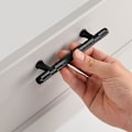 Pikkukuva 2 / 2: Mustat keittiön kaapin vetimet, uurretut kaapin vetolaatikon vetimet, alumiiniseoskalusteiden ovennupit, 2 kpl (pituus 150 mm)