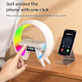 Miniatyrbilde 2 av 5: Multifunksjonell klokke Bluetooth-høyttaler lite nattlys med trådløs lader soverom atmosfærelys