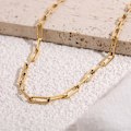Miniatyrbillede 5 af 5: Enkel rustfri stål anløbsfri forgyldt oval kæde halskæde til kvinder, multifunktionel choker halskæde, moderigtig gave (42 cm, DYN030B)