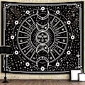 Miniatyrbild 1 av 4: Sol och måne gobeläng väggbonad stjärnor rymden psykedelisk svart och vit gobelänger väggbonad för sovrum estetisk hem vägg rumsdekor (Mysterious