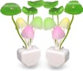 2 stk. Plug In LED-svampe-nattelyslampe med skumring til daggry-sensor, farveskiftende seng-nattelys LED-væglampe