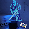 Miniatyrbilde 1 av 5: 3D nattlys Ishockeyutøver 3D illusjonslampe 16 farger endres med fjernkontroll Beste bursdagsgaver for menn kvinner